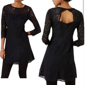 NWT Loft Black Crochet Cutout Lace Dress perfect for holidays! 3/4 sleeve Size 8